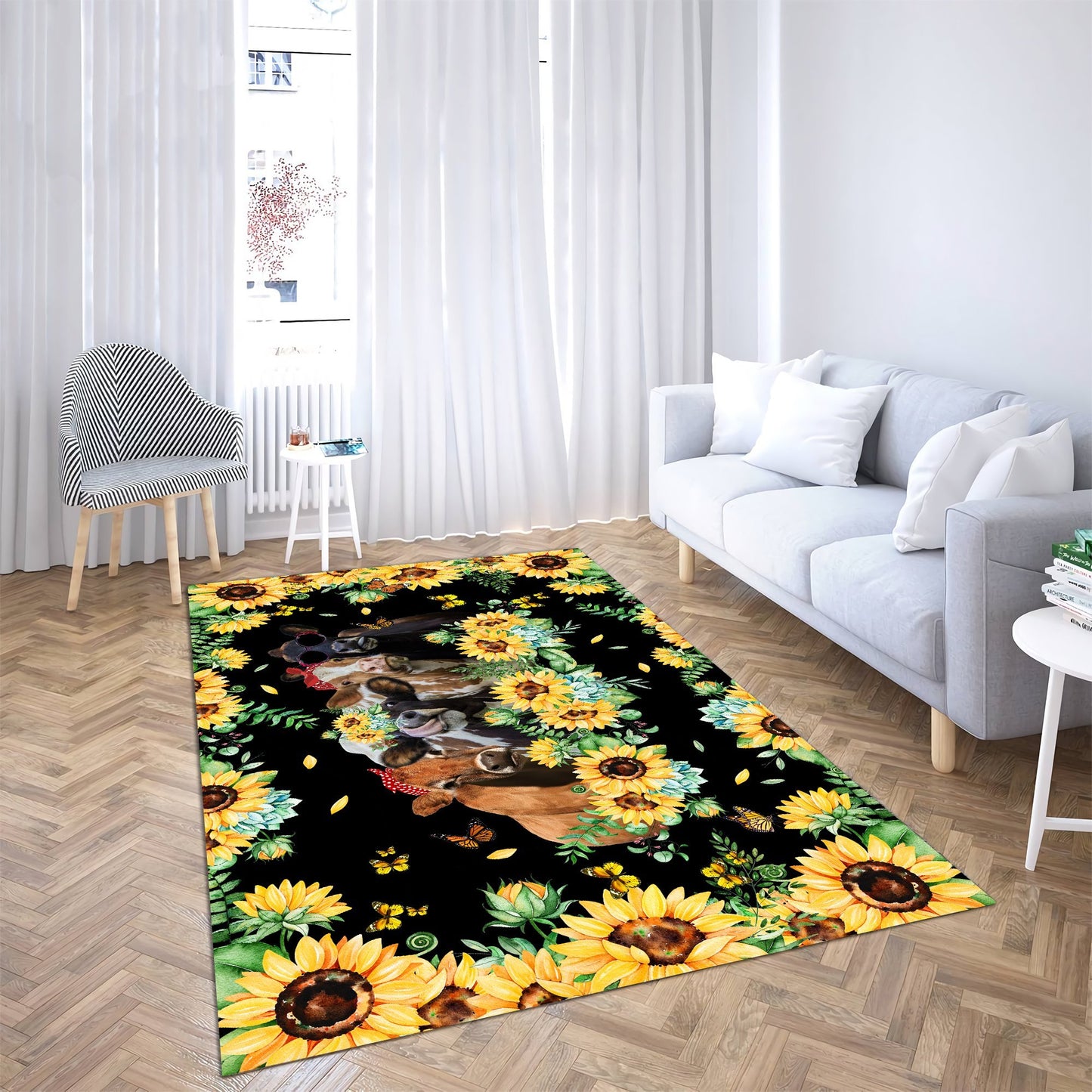 Cool Heifers And Sunflower Rug HHT19092002-MEI