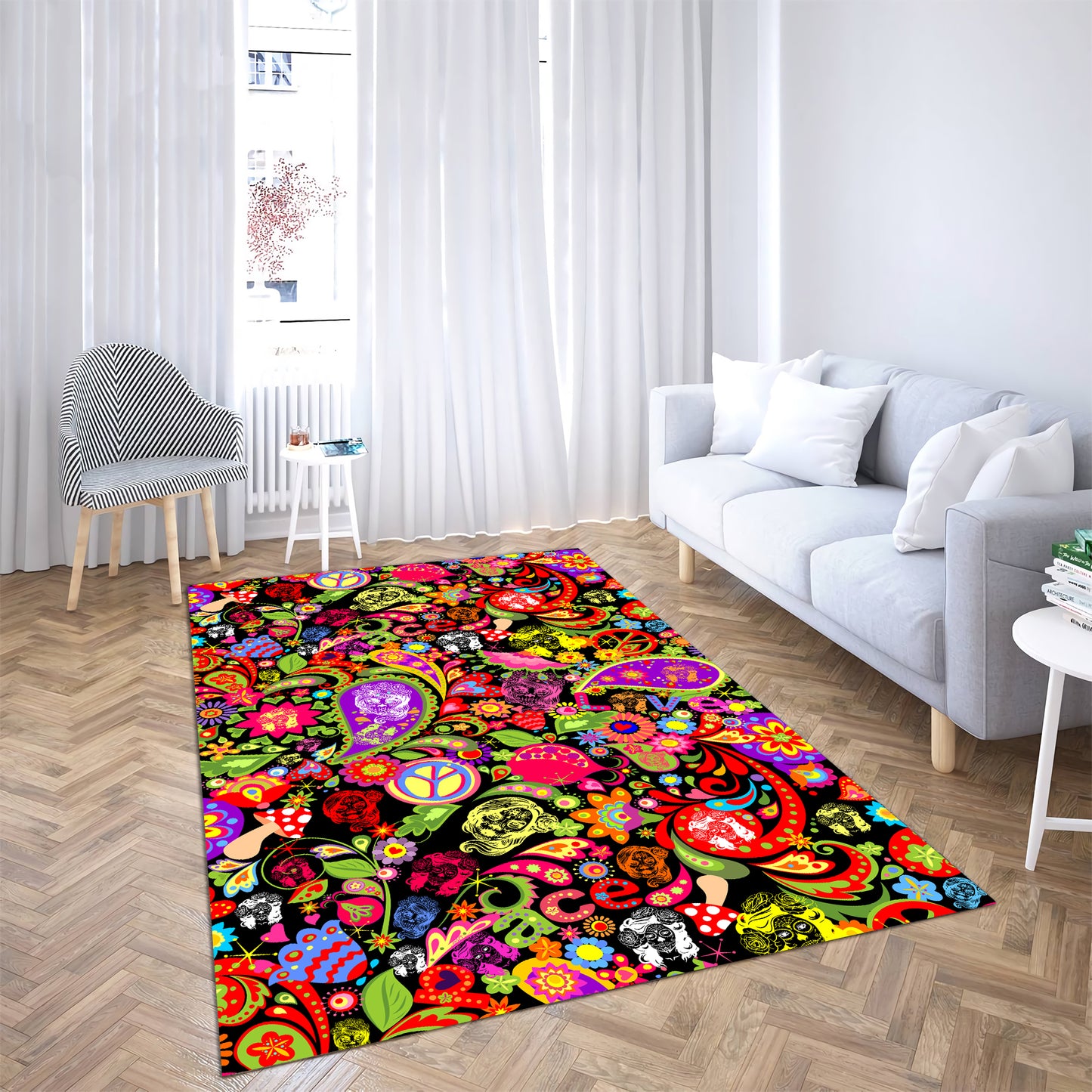 Love Skull Hippie Rug