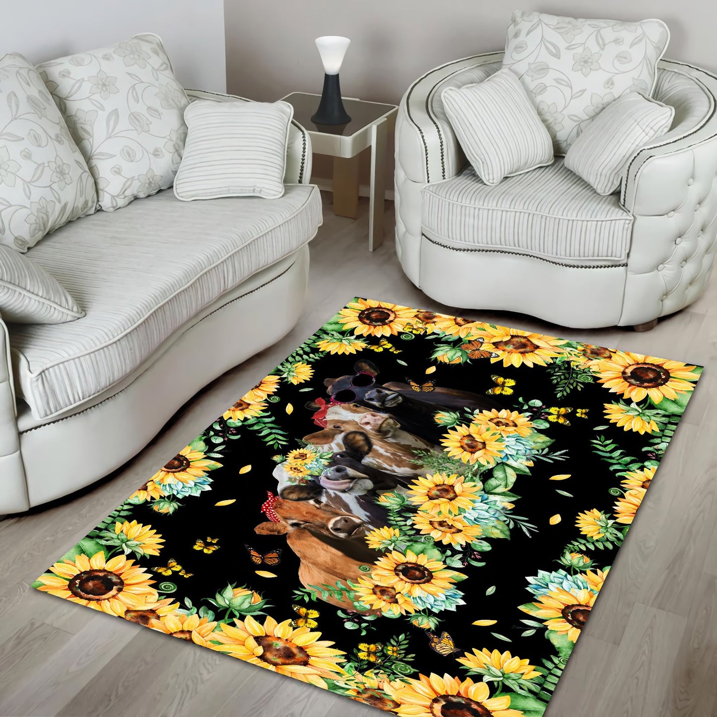 Cool Heifers And Sunflower Rug HHT19092002-MEI