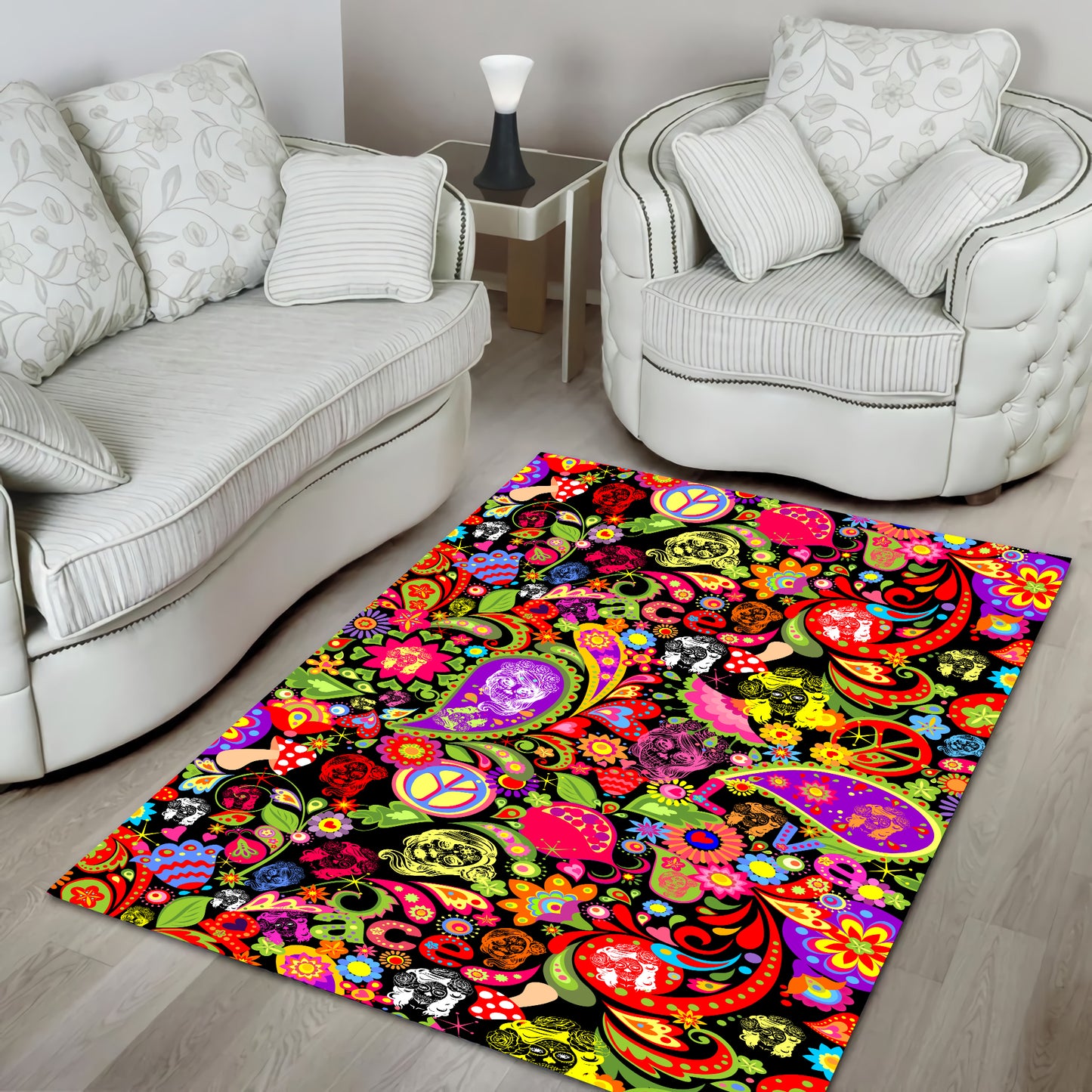 Love Skull Hippie Rug