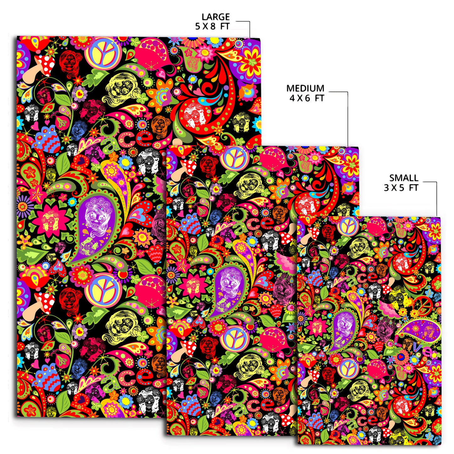 Love Skull Hippie Rug