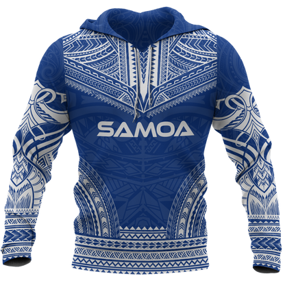 Samoa Polynesian Chief Hoodie - Blue Version DTD11062004-Apparel-PL8386-Vibe Cosy™