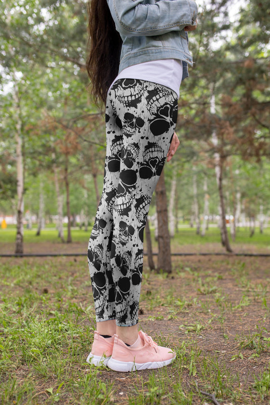 3D All Over Print Black Skull Legging-Apparel-Khanh Arts-Legging-S-Vibe Cosy™