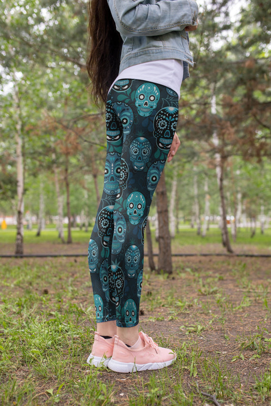 3D All Over Print Blue Skull Legging-Apparel-Khanh Arts-Legging-S-Vibe Cosy™