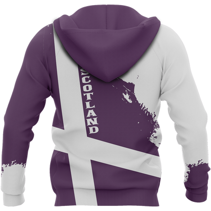 Scotland Flag Pullover Hoodie Brush Style (Purple)-Apparel-HD09-Zip Hoodie-S-Vibe Cosy™