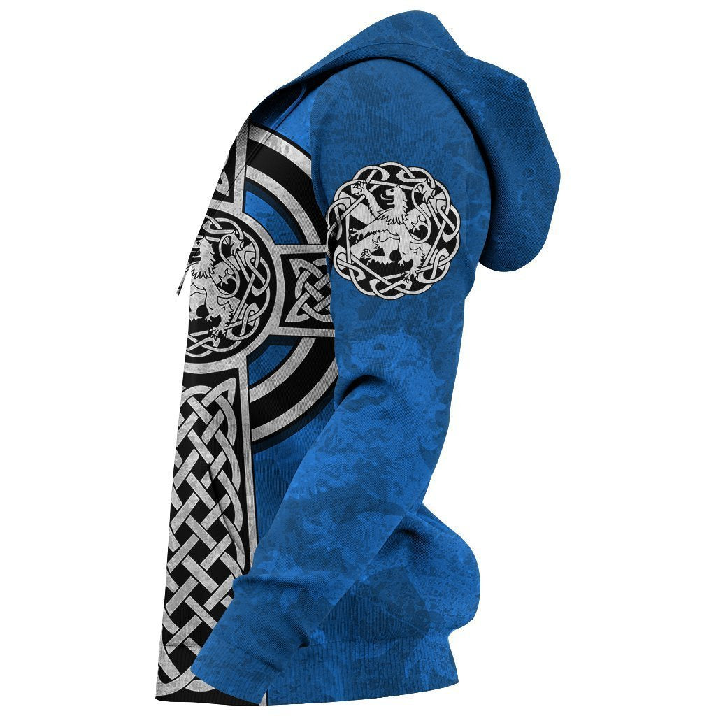 Scottish Lion Celtic Cross Hoodie-Apparel-PL8386-Hoodie-S-Vibe Cosy™