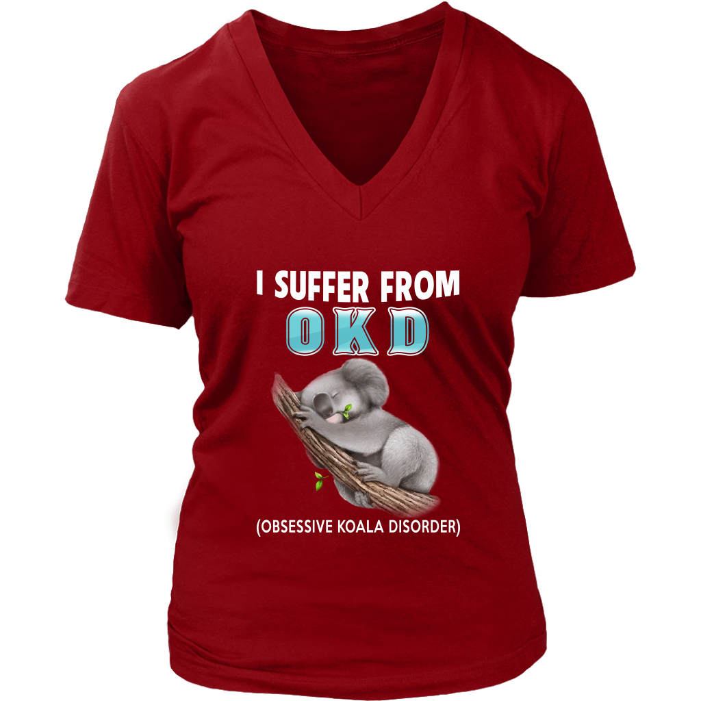 AUSTRALIA OKD T-SHIRT K5-T-SHIRTS-HP Arts-District Womens V-Neck-Red-S-Vibe Cosy™