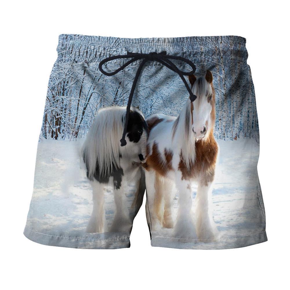 3D All Over Printed Winter Friesian Horse-Apparel-HP Arts-SHORTS-S-Vibe Cosy™