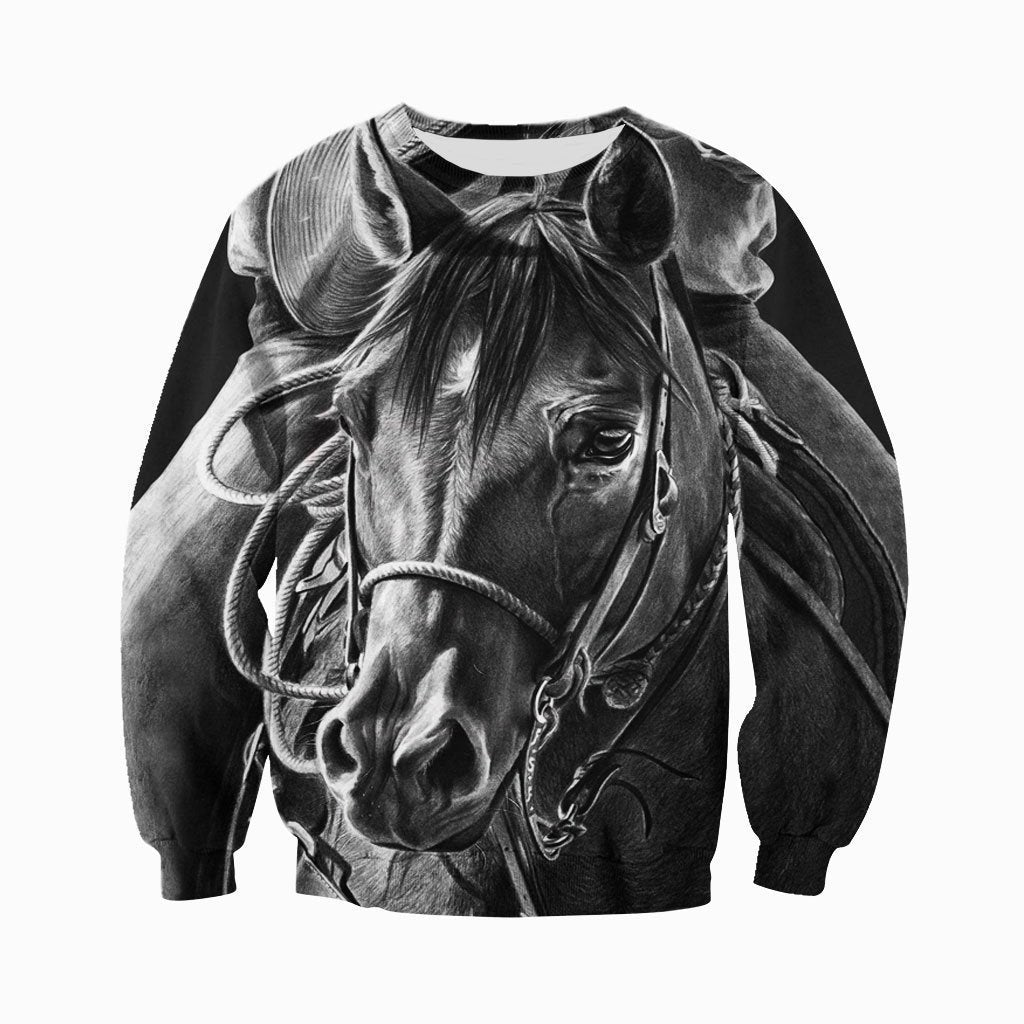 3D Printed Mono Horse Art Clothes-Apparel-HP Arts-Sweatshirt-S-Vibe Cosy™