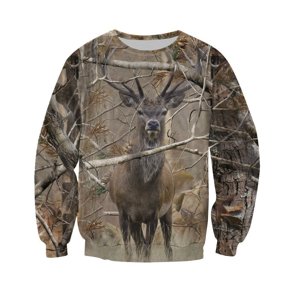 3D All Over Printed Real Tree Camo Deer Shirts-Apparel-HP Arts-Sweatshirt-S-Vibe Cosy™