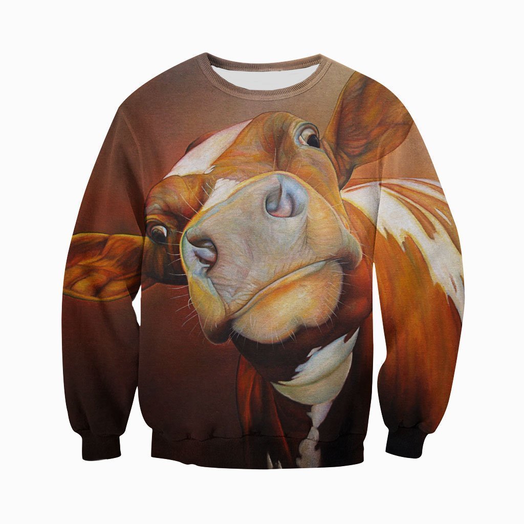 3D All Over Printed Face Cow Shirts-Apparel-HP Arts-Sweatshirt-S-Vibe Cosy™