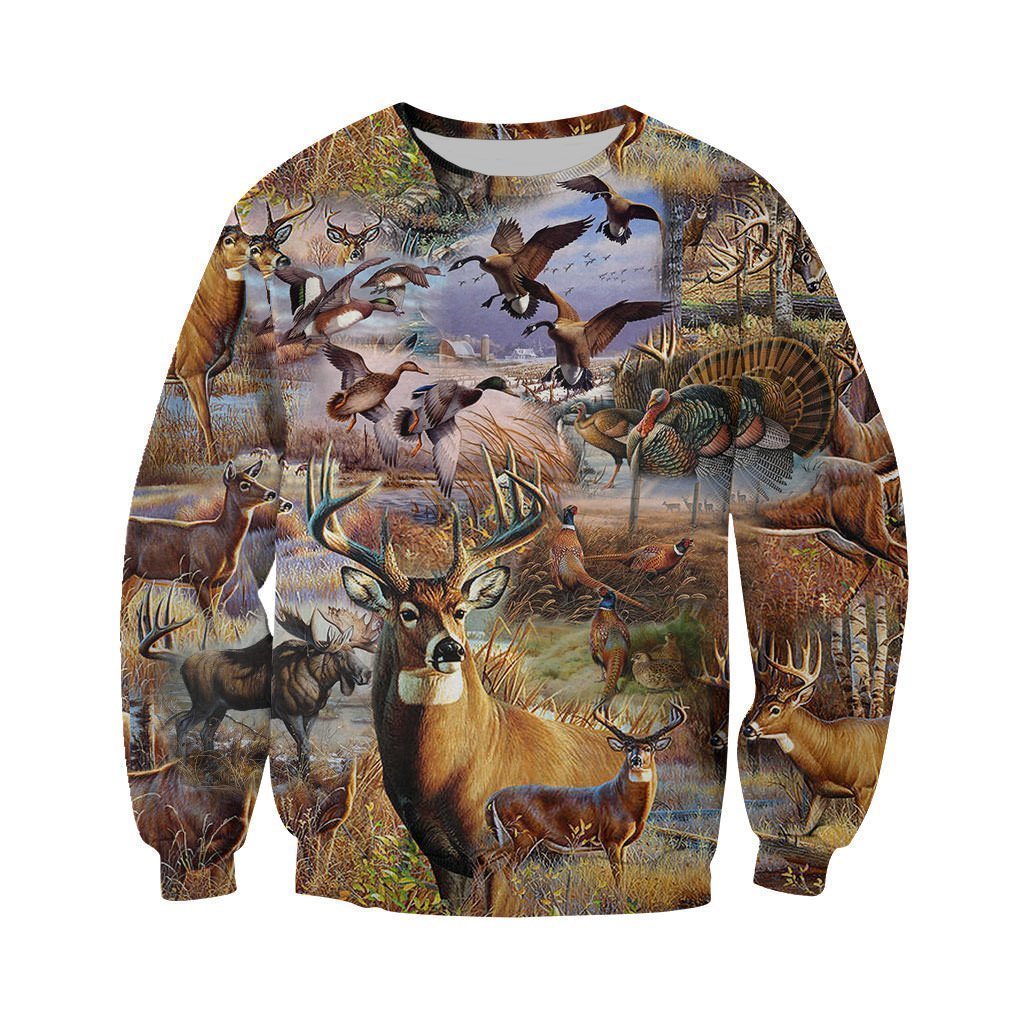 3D All Over Printed Camo Hunting Animals Art Shirts and Shorts-Apparel-HP Arts-Sweatshirt-S-Vibe Cosy™