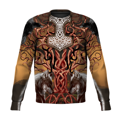 Viking Wolf All Over Printed-ALL OVER PRINT HOODIES-HP Arts-Sweat Shirt-S-Vibe Cosy™