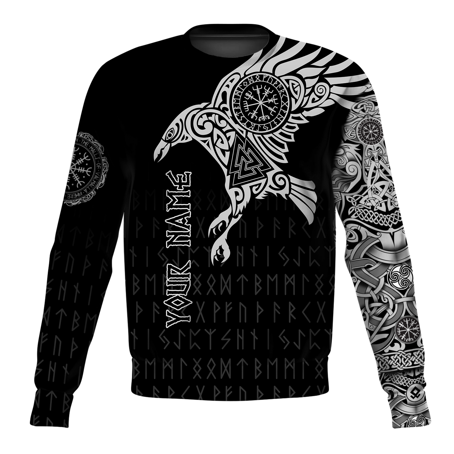 Vikings - The Raven of Odin Tattoo Custom Name-Apparel-HP Arts-Sweatshirt-S-Vibe Cosy™