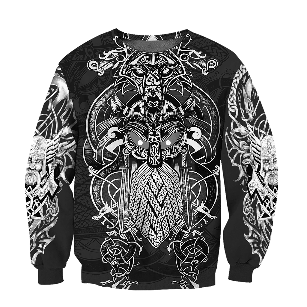 Odin Viking Tattoo Style Pullover-Apparel-HP Arts-SweatShirt-S-Vibe Cosy™