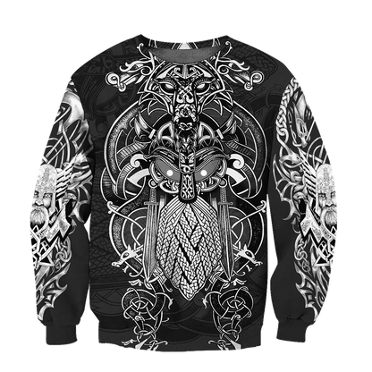 Odin Viking Tattoo Style Pullover-Apparel-HP Arts-SweatShirt-S-Vibe Cosy™