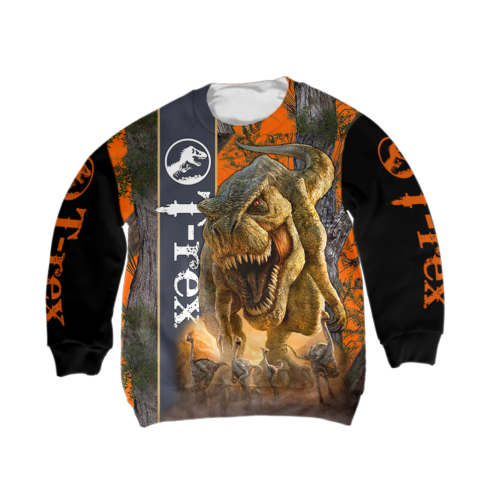 DINOSAUR T-REX 3D ALL OVER PRINTED SHIRTS MP898-Apparel-MP-Kid Sweatshirt-S-Vibe Cosy™