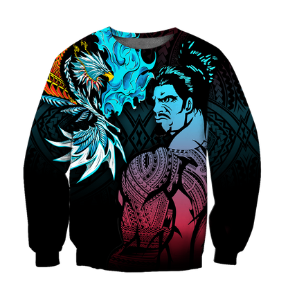 Amazing Polynesian Warrior 3D Tattoo Unisex Deluxe Hoodie ML