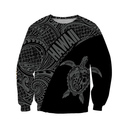 Hawaii Hoodie Turtle Mermaid Polynesian Wave - Gray Hoodie-Apparel-Phaethon-Sweat Shirt-S-Vibe Cosy™
