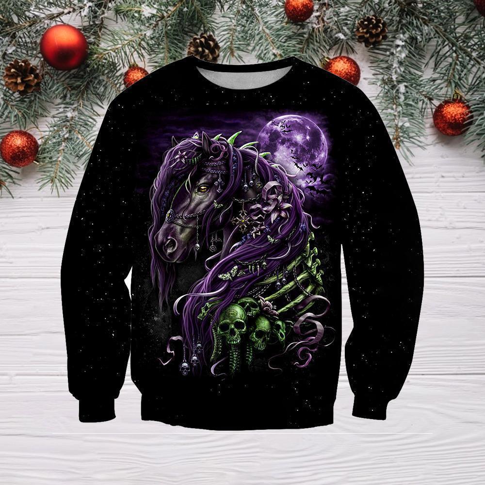 3D All Over Printed Black Horse-Apparel-HP Arts-Sweatshirt-S-Vibe Cosy™