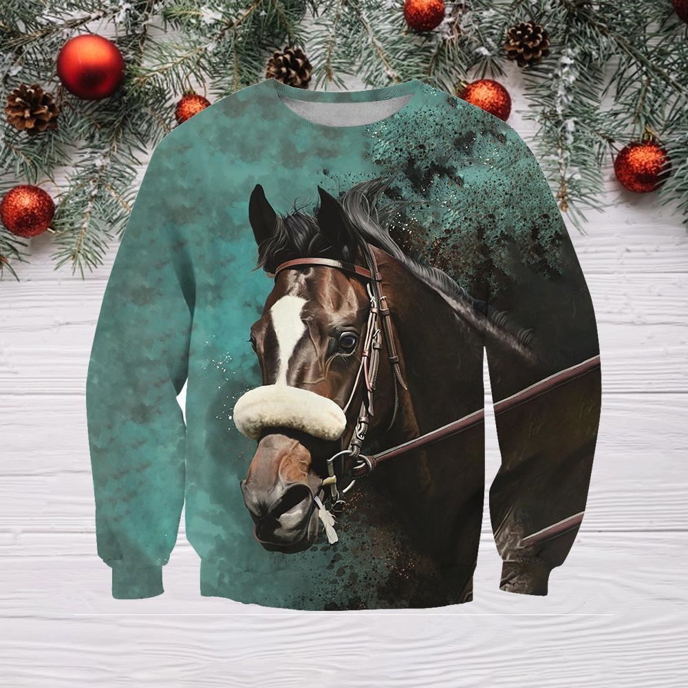 3D All Over Printed Horse Shirts and Shorts-Apparel-HP Arts-Sweatshirt-S-Vibe Cosy™