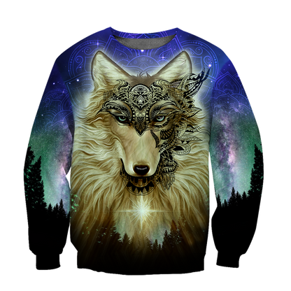 Native Wolf Mandala Pattern All Over Printed Unisex Deluxe Hoodie ML