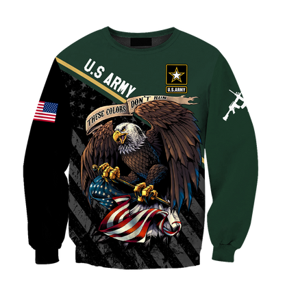 US Veteran Army Green 3D All Over Printed Shirts For Men And Women