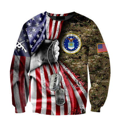 US Air Force tag Custom name 3D shirts for men and women
