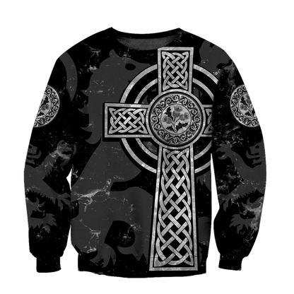 Scottish Thristle Celtic Cross grey ver1 Hoodie AZ210202-Apparel-PL8386-Sweat Shirt-S-Vibe Cosy™
