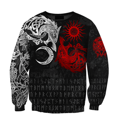 Red and White Norse Wolves 3D All Over Printed Hoodie TR2309202