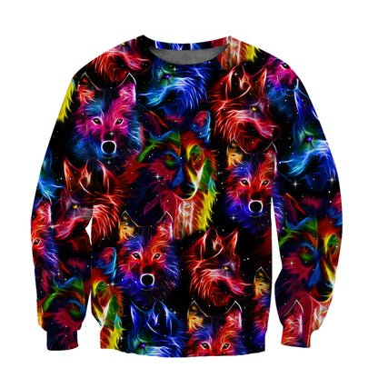 3D All Over Printed Wolf Hippie Color Unisex Shirts