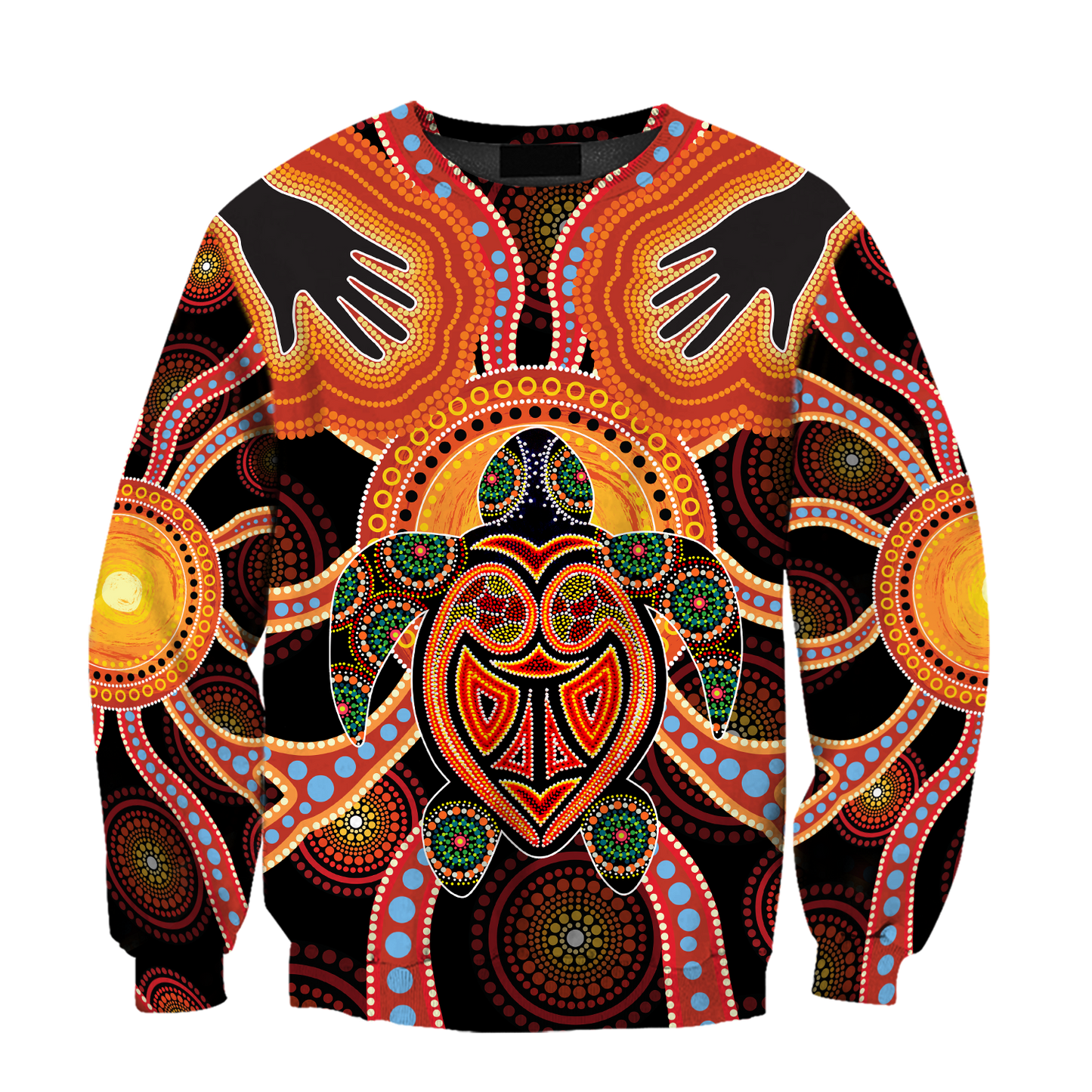 Aboriginal Turtle Touch the Sun Bedding Set, Australia Indigenous Painting Art shirts for men and women-Apparel-Huyencass-Sweat Shirt-S-Vibe Cosy™