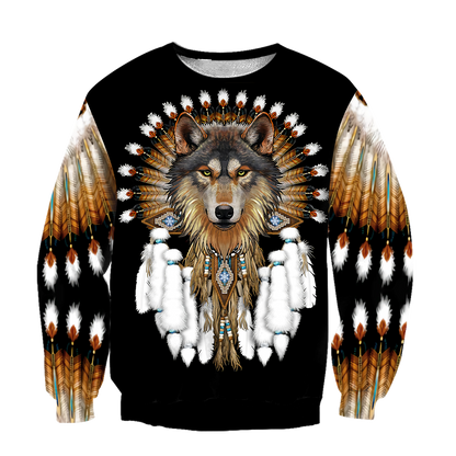 Native American Wolf Hoodie T Shirt For Men and Women HAC210405-Apparel-NM-Sweatshirts-S-Vibe Cosy™