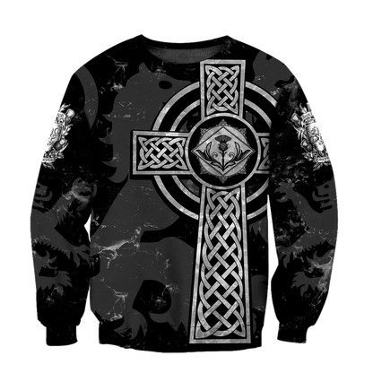 Scottish St-Andrew Thristle Celtic Cross grey ver2 Hoodie AZ210207-Apparel-PL8386-Sweat Shirt-S-Vibe Cosy™