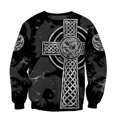 Scottish Thristle Celtic Cross grey ver3 Hoodie AZ210204-Apparel-PL8386-Sweat Shirt-S-Vibe Cosy™