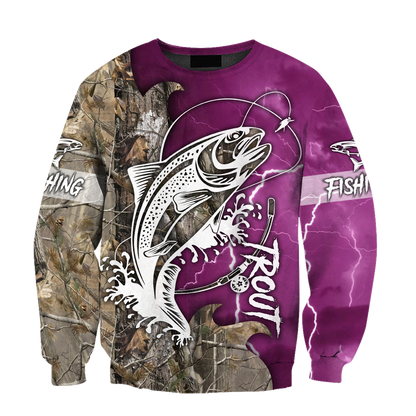 Trout Fishing purple Tattoo camo shirts for men and women TR2108203S