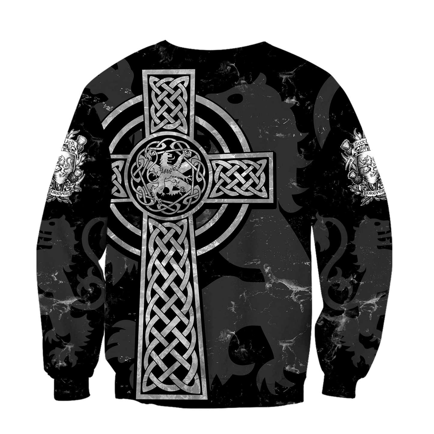 Scottish St-Andrew Lion & Thristle Celtic Cross grey ver1 Hoodie AZ210205-Apparel-PL8386-Hoodie-S-Vibe Cosy™