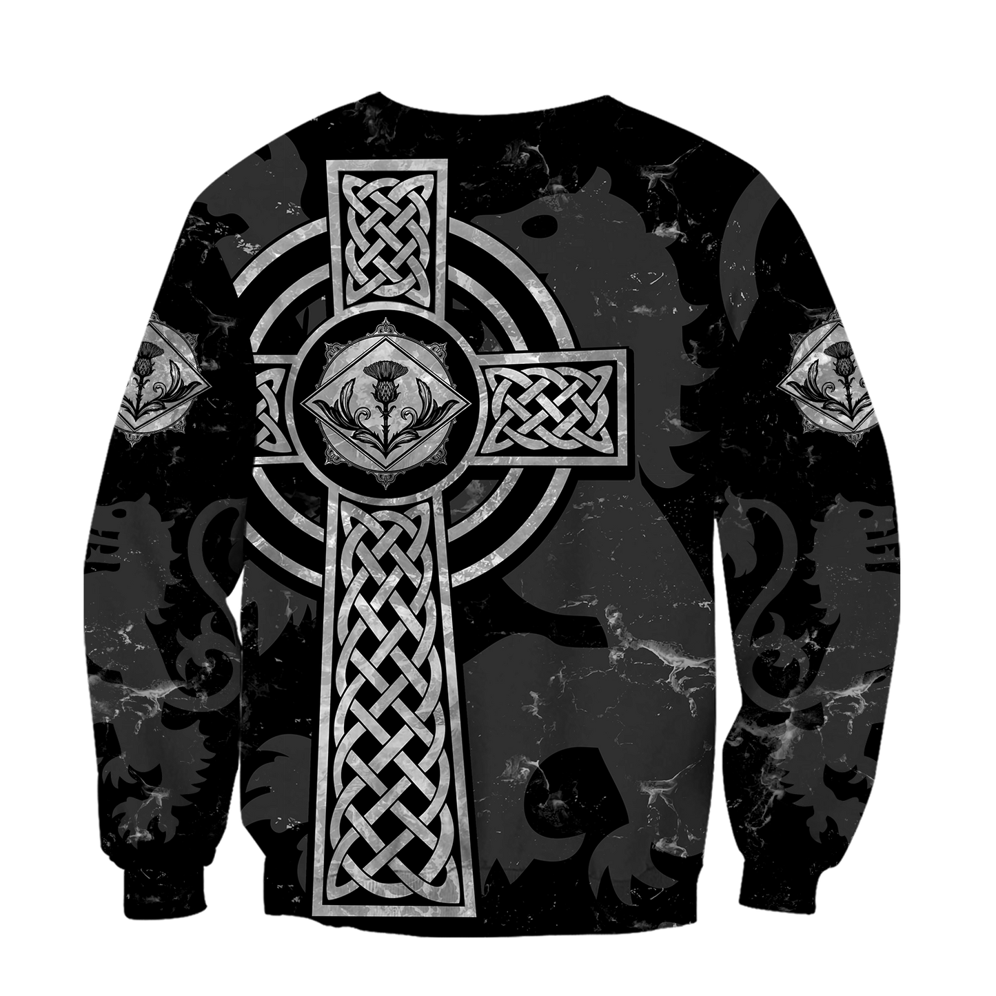 Scottish Thristle Celtic Cross grey-Apparel-PL8386-Sweat Shirt-S-Vibe Cosy™
