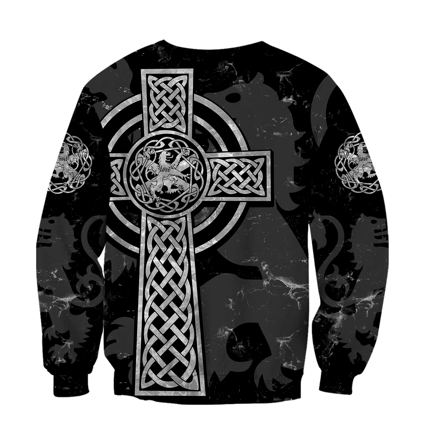 Scottish Lion Celtic Cross grey version Hoodie AZ210201-Apparel-PL8386-Hoodie-S-Vibe Cosy™