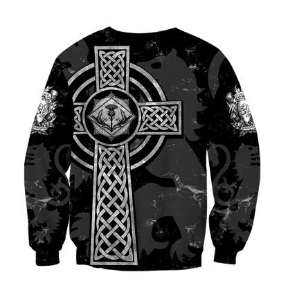 Scottish St-Andrew Thristle Celtic Cross grey ver2 Hoodie AZ210207-Apparel-PL8386-Hoodie-S-Vibe Cosy™