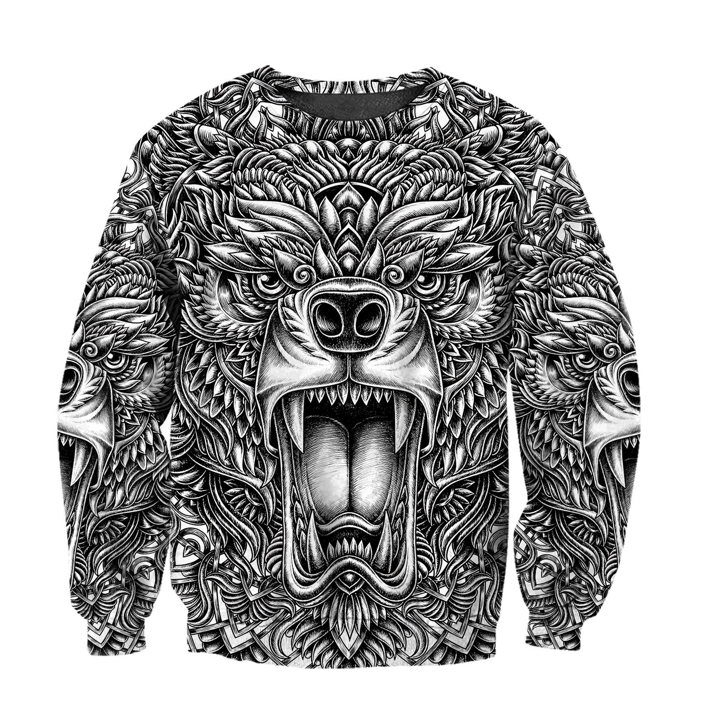 BEAR TATTOO 3D ALL OVER PRINTED SHIRTS FOR MEN AND WOMEN AZ071201 PL-Apparel-PL8386-sweatshirt-S-Vibe Cosy™