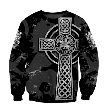 Scottish St-Andrew Lion & Thristle Celtic Cross grey ver1 Hoodie AZ210205-Apparel-PL8386-Sweat Shirt-S-Vibe Cosy™