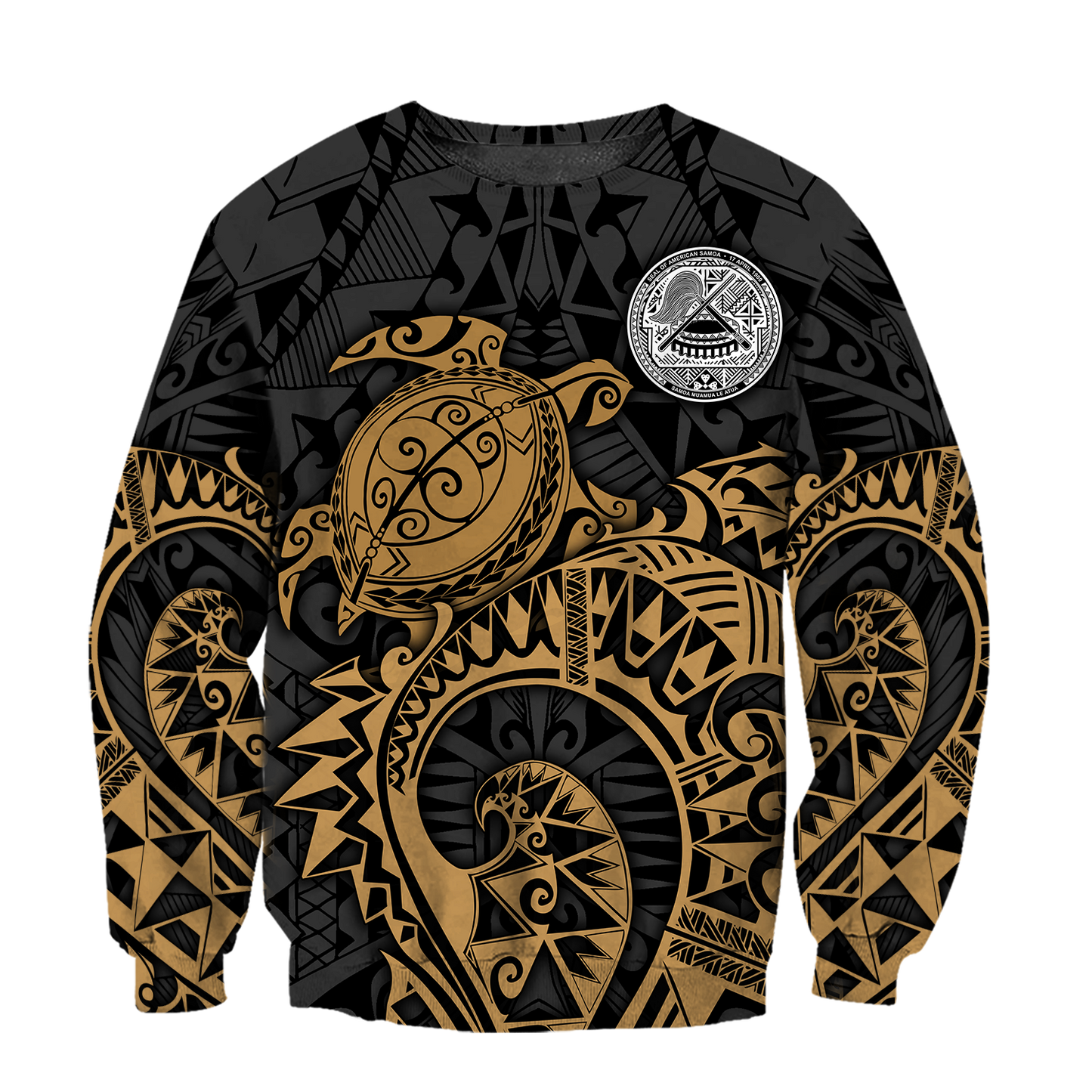 Samoa Polynesian Hoodie Gold Turtle Flowing 3d all over printed shirt and short for man and women AZ130201 PL-Apparel-PL8386-Sweatshirt-S-Vibe Cosy™