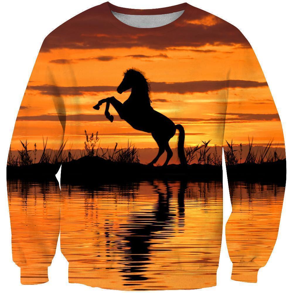 3D All Over Print Horse Sunset Shirts-Apparel-Phaethon-Sweatshirt-S-Vibe Cosy™