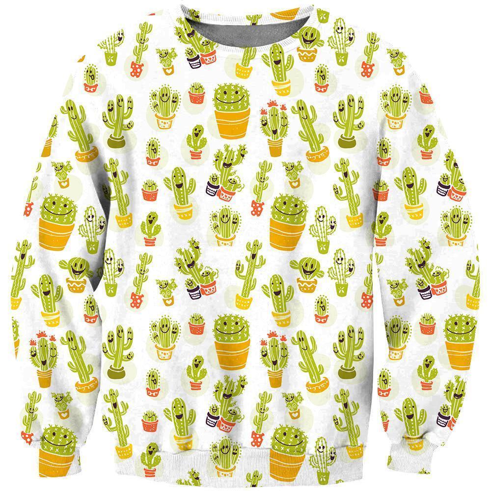 All Over Printing Cacti Happy Shirt-Apparel-Phaethon-Sweatshirt-S-Vibe Cosy™