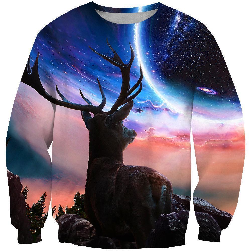 3D All Over Printing Deer And Moon Shirts-Apparel-Phaethon-Sweatshirt-S-Vibe Cosy™
