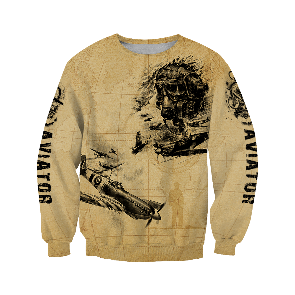 Aviator fly high brave and safe all over printed shirts for men and women JJ030101-Apparel-Huyencass-Sweat Shirt-S-Vibe Cosy™