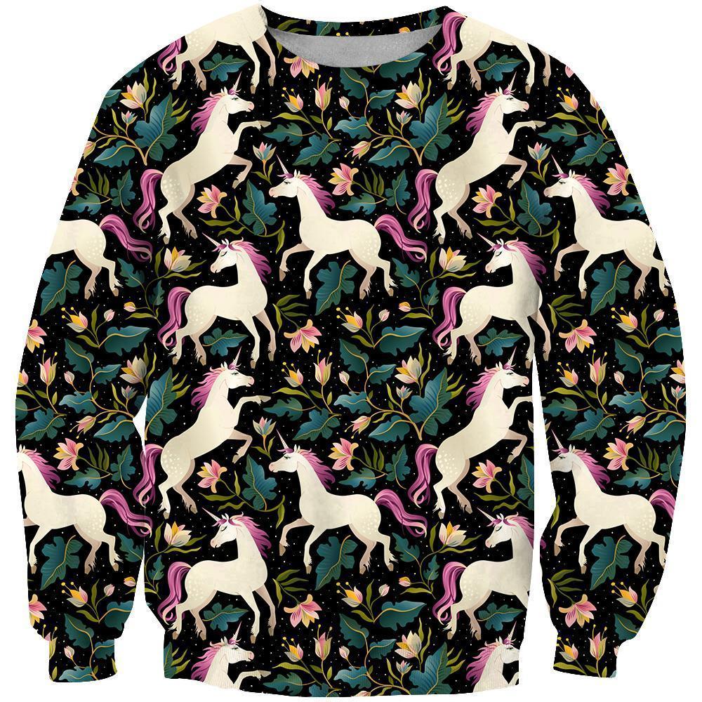 3D All Over Unicorn And Flower Hoodie-Apparel-Phaethon-Sweat Shirt-S-Vibe Cosy™