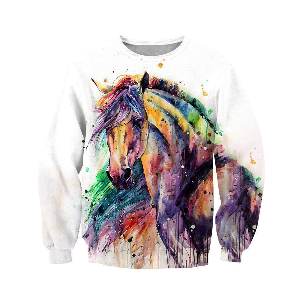 3D PRINTED HORSE T-SHIRT HOODIE-Apparel-HP Arts-Hoodie-S-Vibe Cosy™