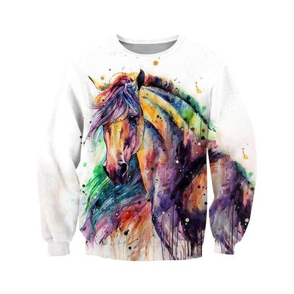 3D PRINTED HORSE T-SHIRT HOODIE-Apparel-HP Arts-Hoodie-S-Vibe Cosy™